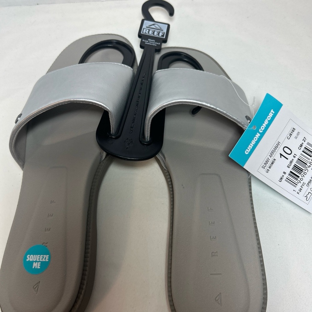 Reef Sunny Arrianah Women’s Silver Slide Sandals Sz 10-NWT